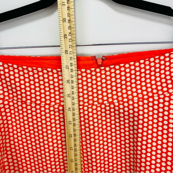 Lane Bryant ALine Skirt Womens 22 Orange Pockets Boho Zip Polka Dots Modernist - Picture 10 of 10